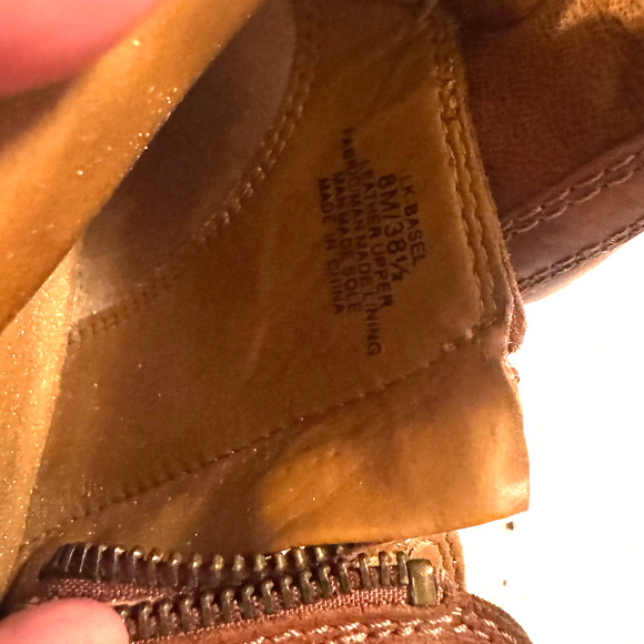 LUCKY BRAND Boots Brown Leather Basel booties side zip distressed womens 8.5M - Picture 7 of 8
